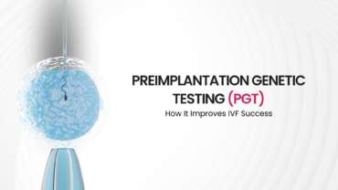 Fertility specialist explaining preimplantation genetic testing (PGT) to a couple at a Chennai clinic